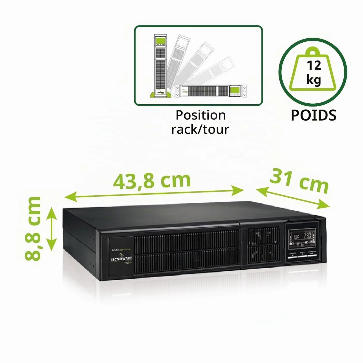 Tecnoware EVO DSP PLUS 1200 onduleur 1200 VA rack/tour en ligne