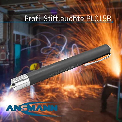 ANSMANN PLC15B lampe stylo avec clip et 2 piles AAA, portée 6 m