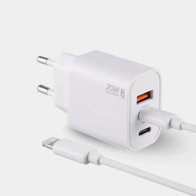 Uniross chargeur mural 20W double port avec câble Lightning