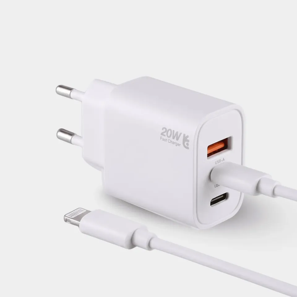 Uniross chargeur mural 20W double port avec câble Lightning