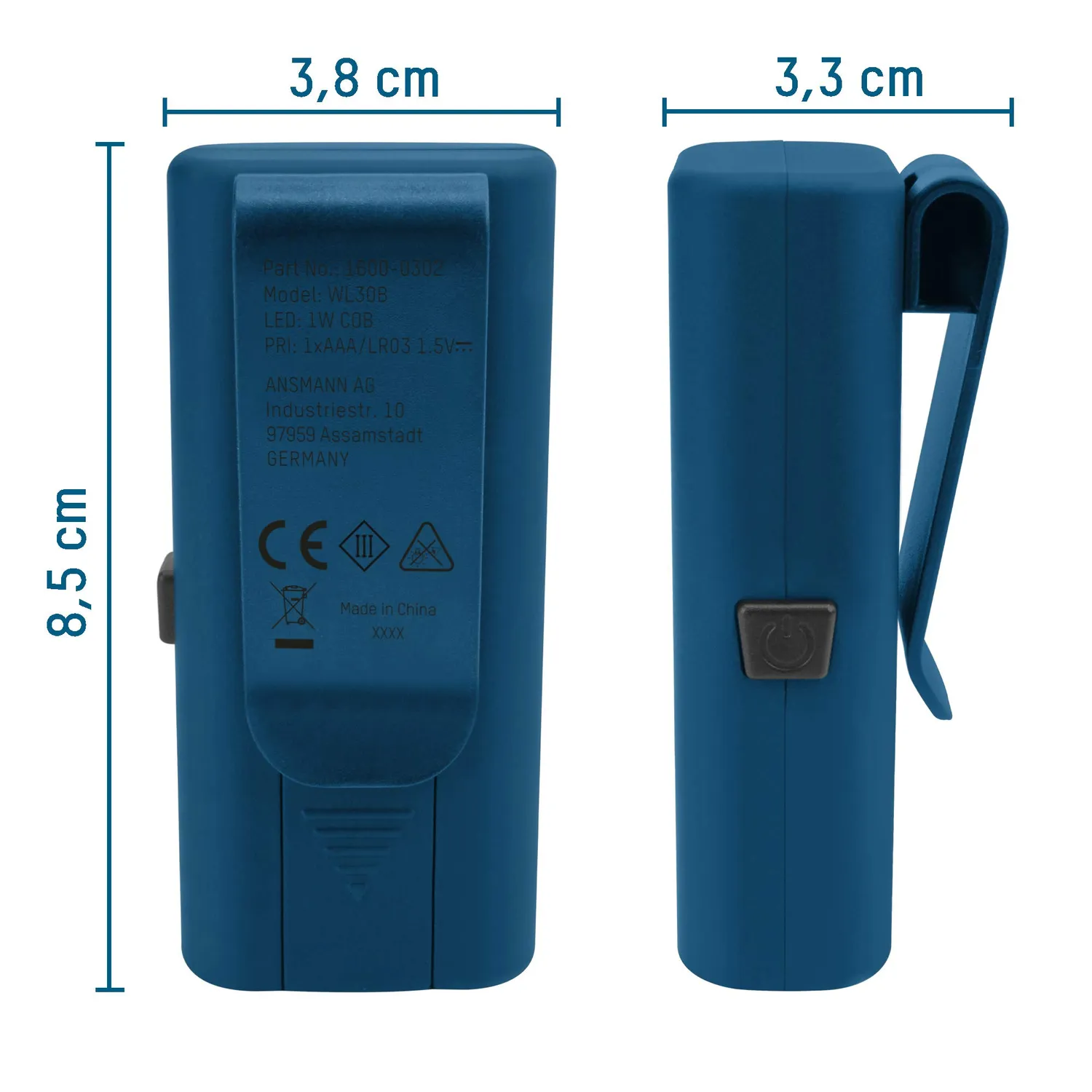 ANSMANN WL30B Clip lampe de travail LED 40 lumens avec pile AAA