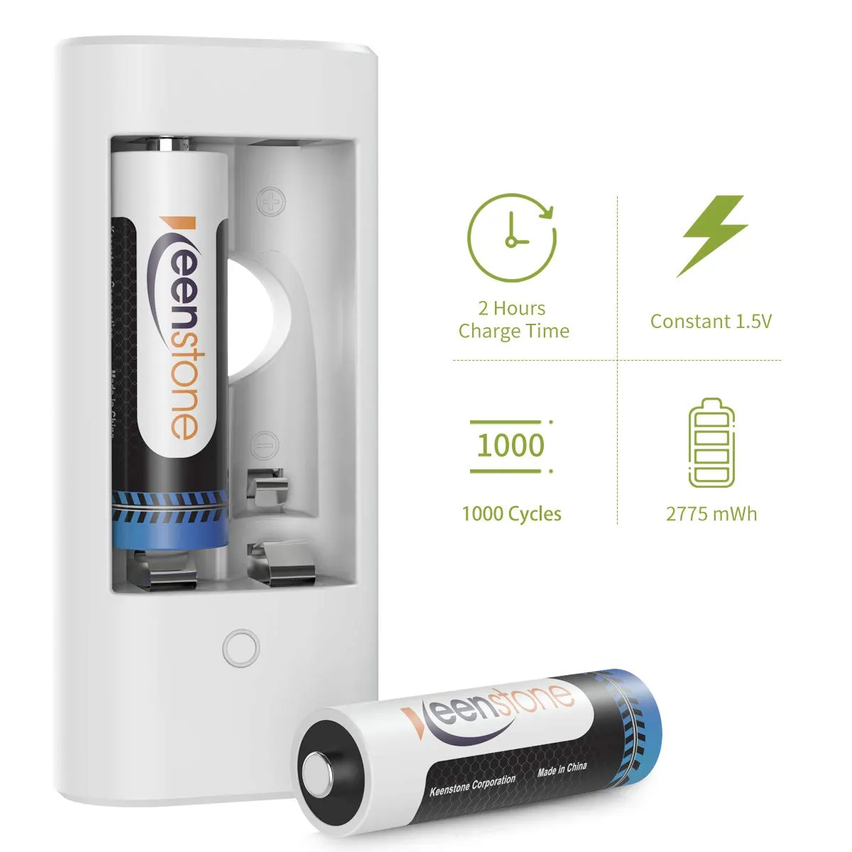 Keenstone LR6 AA lithium rechargeable 1,5 V, 4 piles et chargeur