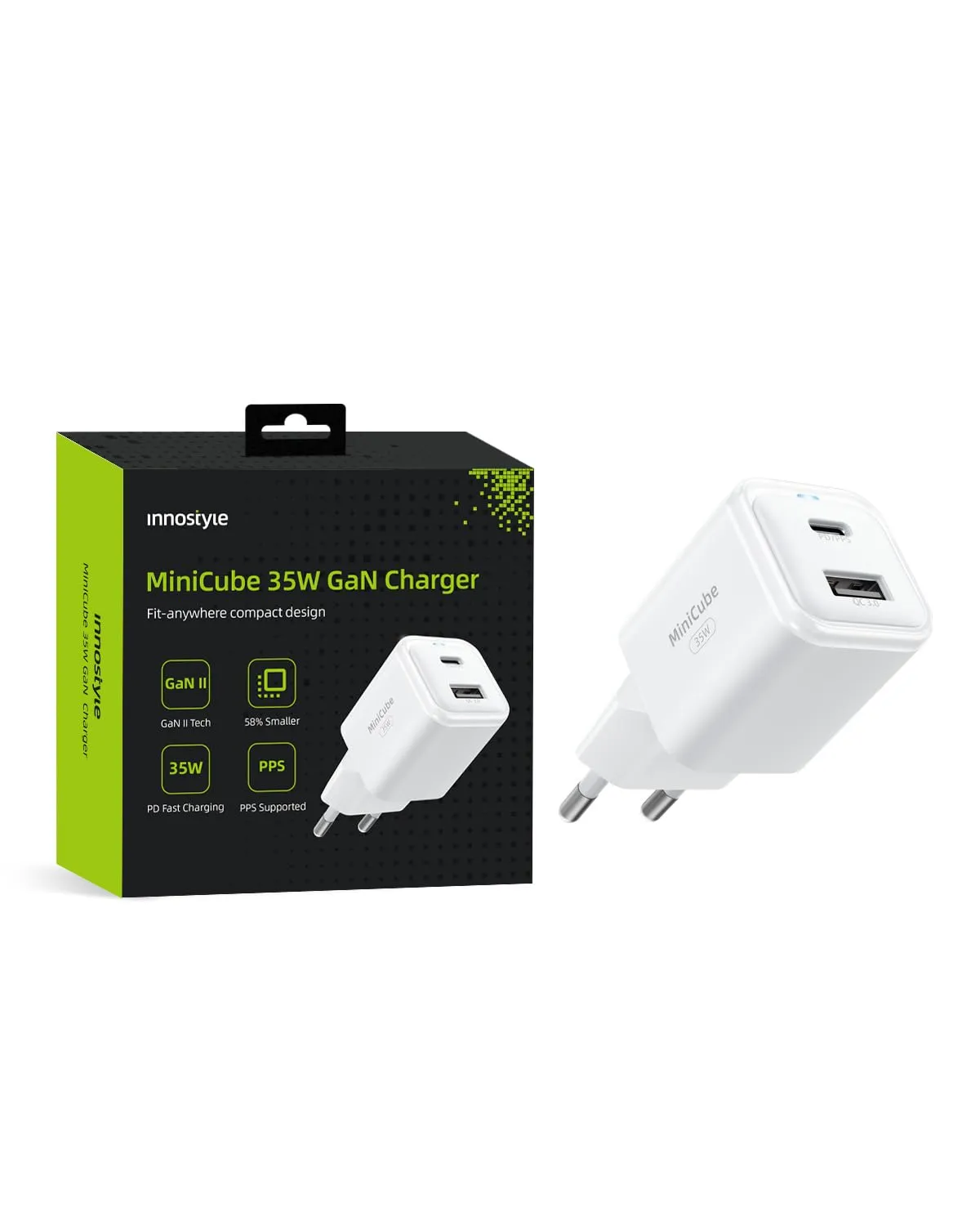 Innostyle MiniCube II chargeur USB-C 35W blanc 2 ports