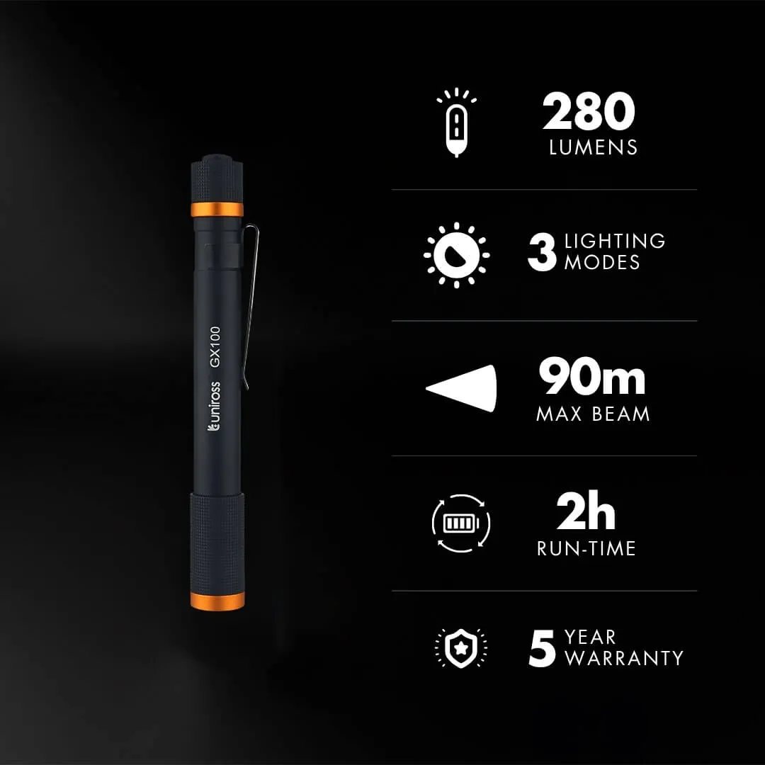 Uniross GX100 lampe torche stylo 280lm aluminium