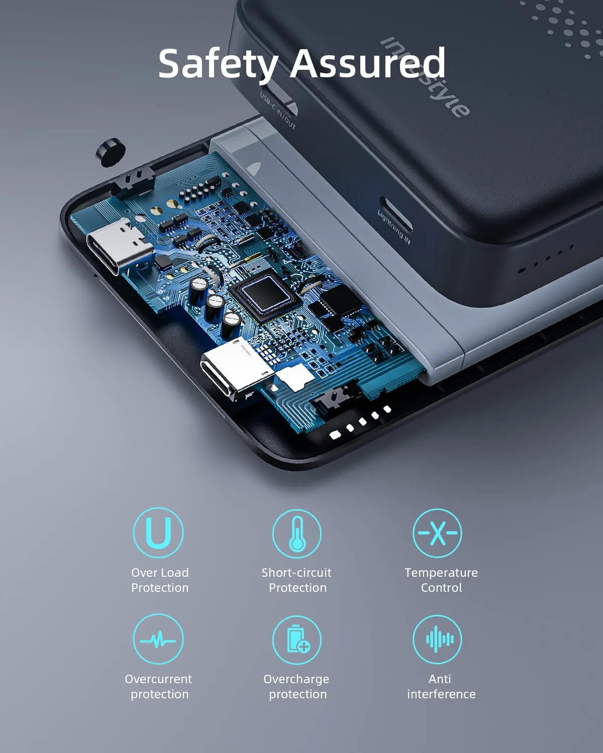 Innostyle PowerMag 2in1 batterie externe MagSafe 10 000 mAh bleue avec support