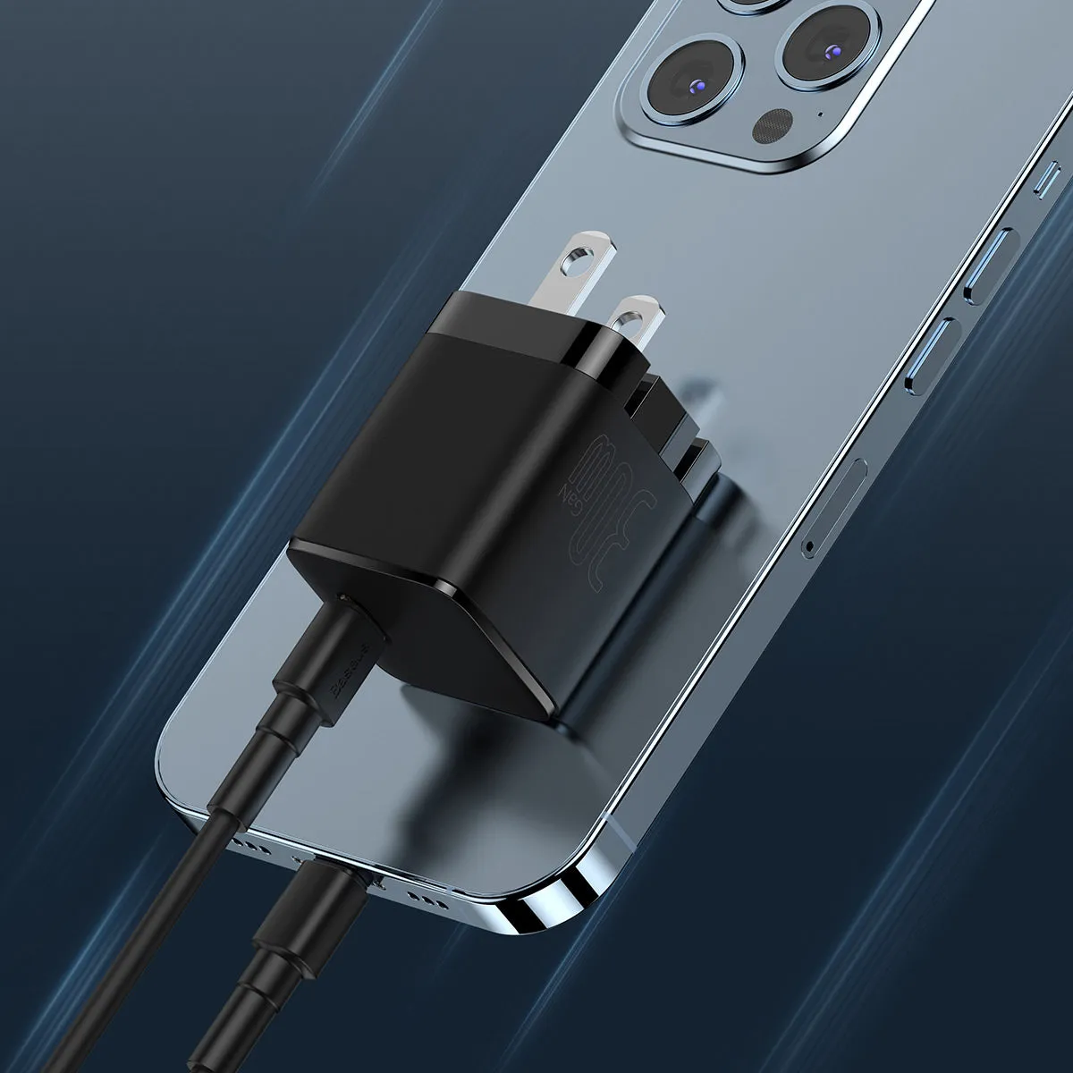 Baseus GaN3 chargeur USB-C 30 W noir pliable