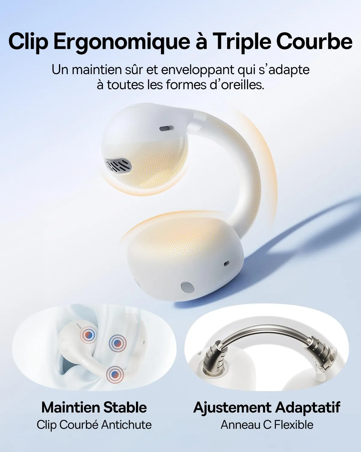 Baseus Bass BC1 écouteurs à clip Bluetooth blanc IP55