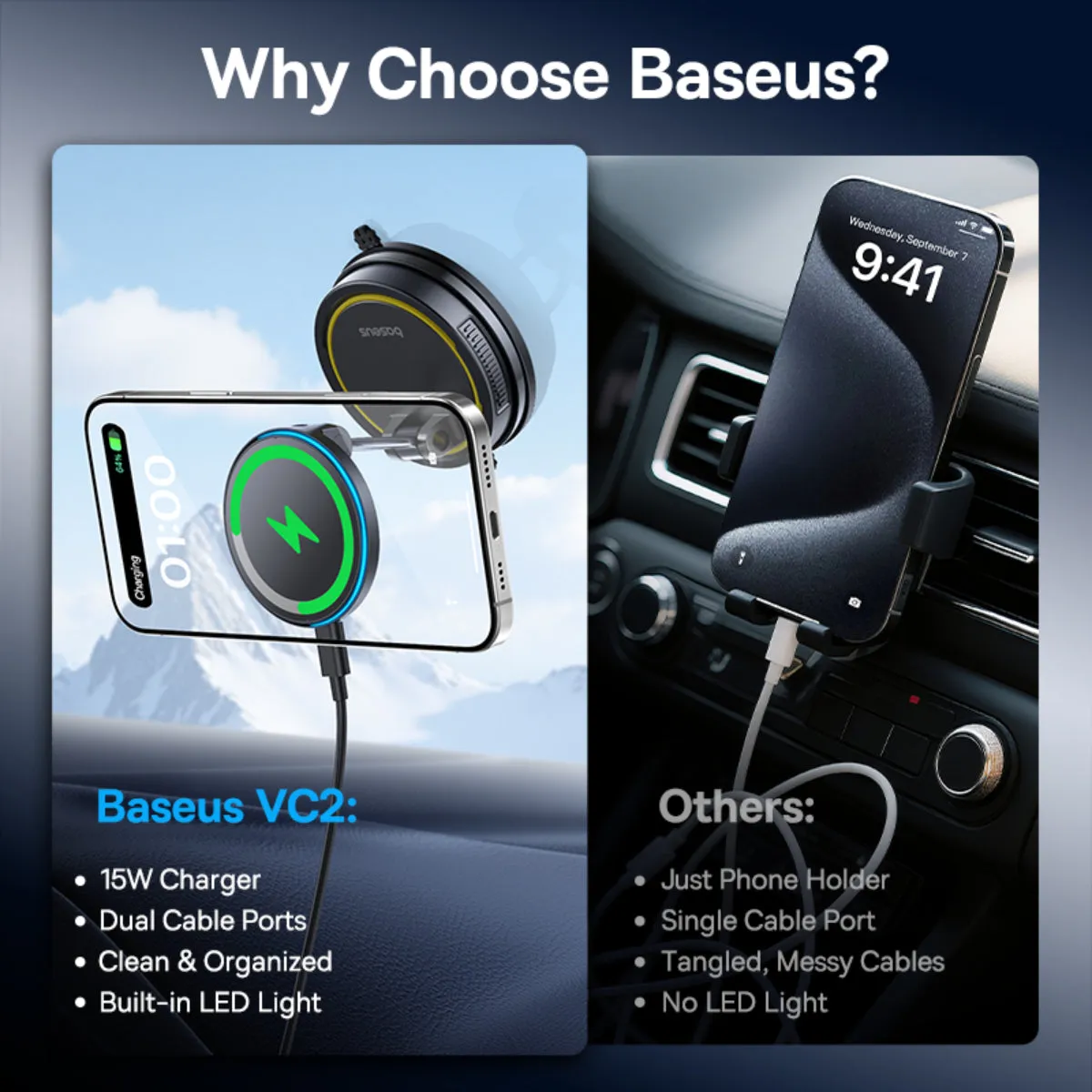 Baseus PrimeTrip VC2 Flex Pro chargeur voiture magnétique 15 W
