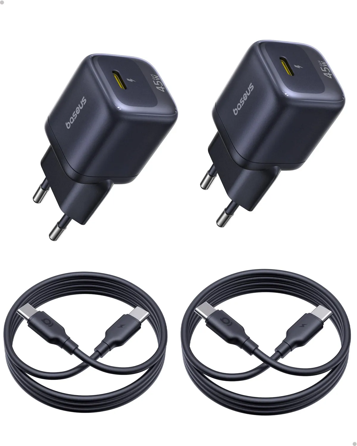 Baseus chargeur USB-C GaN 45 W avec câble 1 m 1 pièce compact