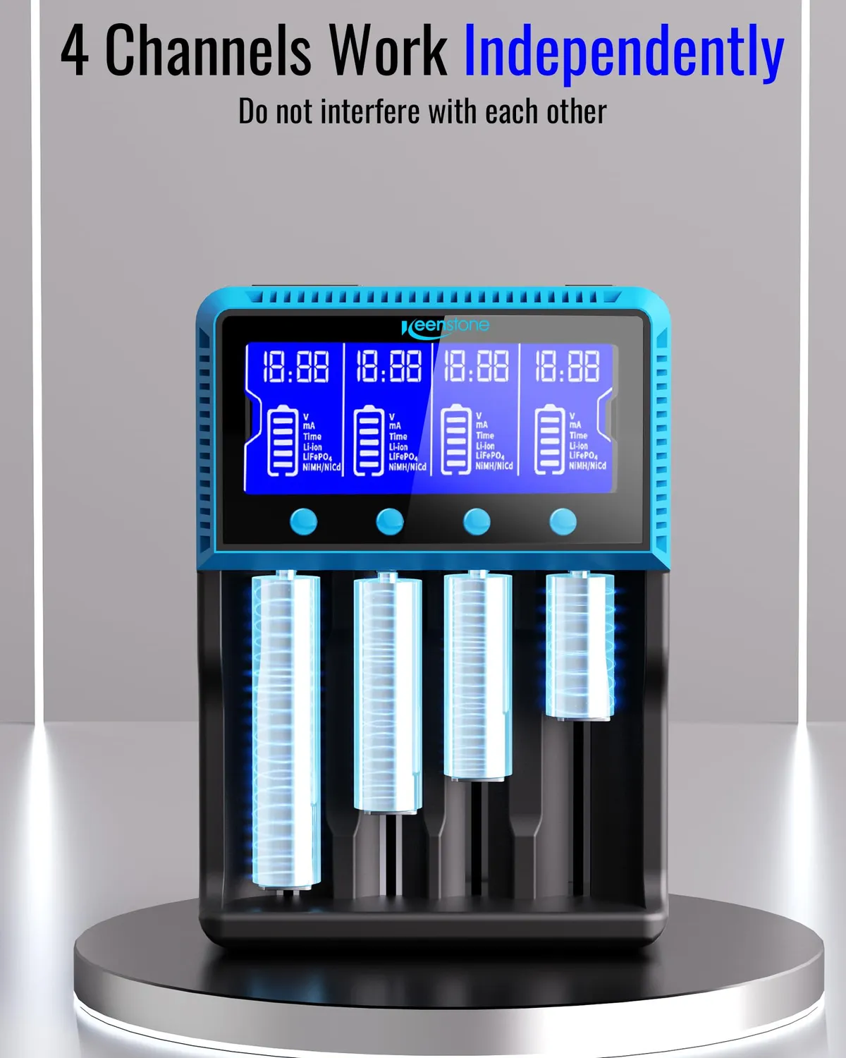 Keenstone chargeur universel 18650 4 emplacements LCD