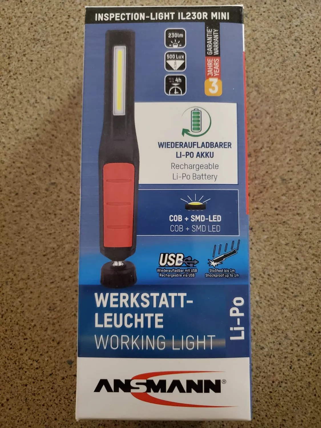 ANSMANN IL230R lampe d’inspection rechargeable 230 lm