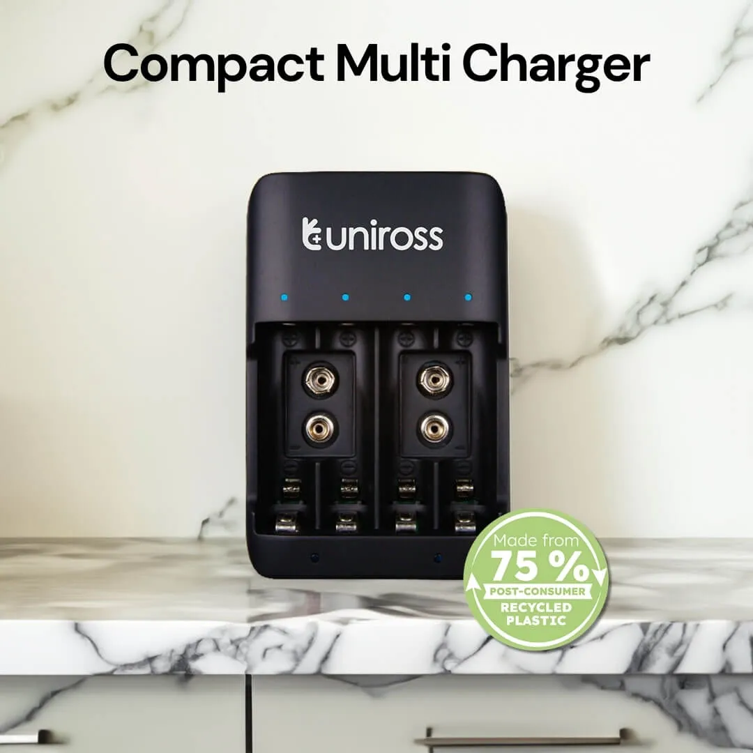 Uniross Compact chargeur de piles AA AAA C D 9 V USB