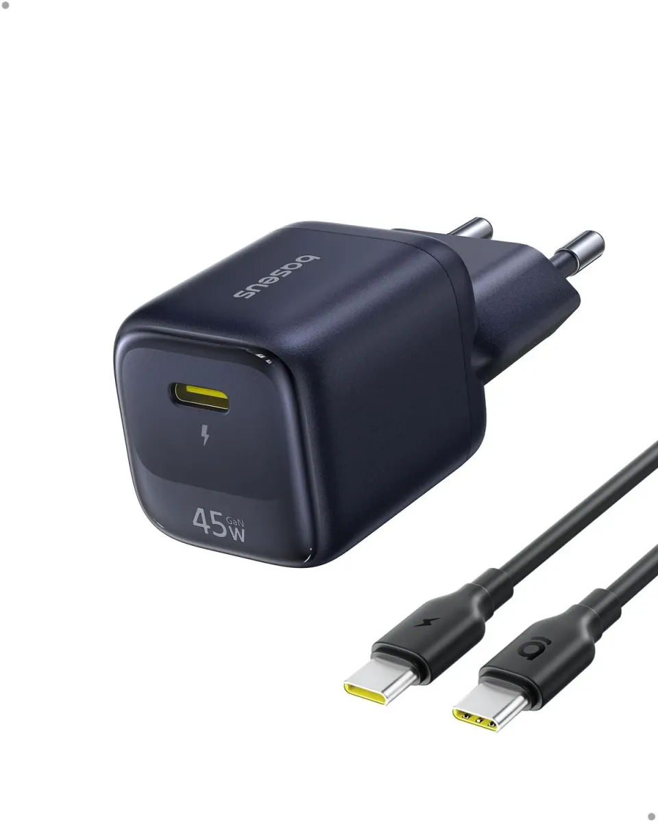 Baseus chargeur USB-C GaN 45 W avec câble 1 m 1 pièce compact