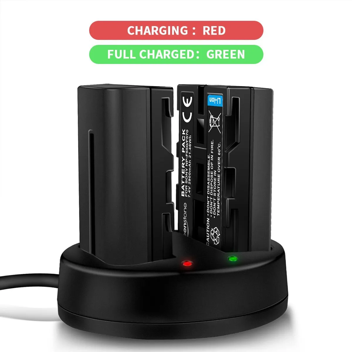 Keenstone NP-F550 batterie caméra 2600mAh lot 2 + chargeur