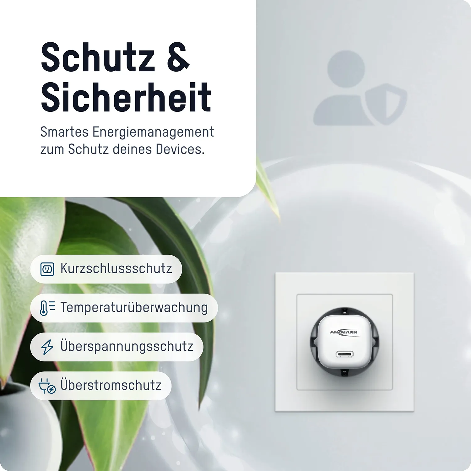 ANSMANN Home Charger HC120PD-mini chargeur USB-C 20 W blanc compact