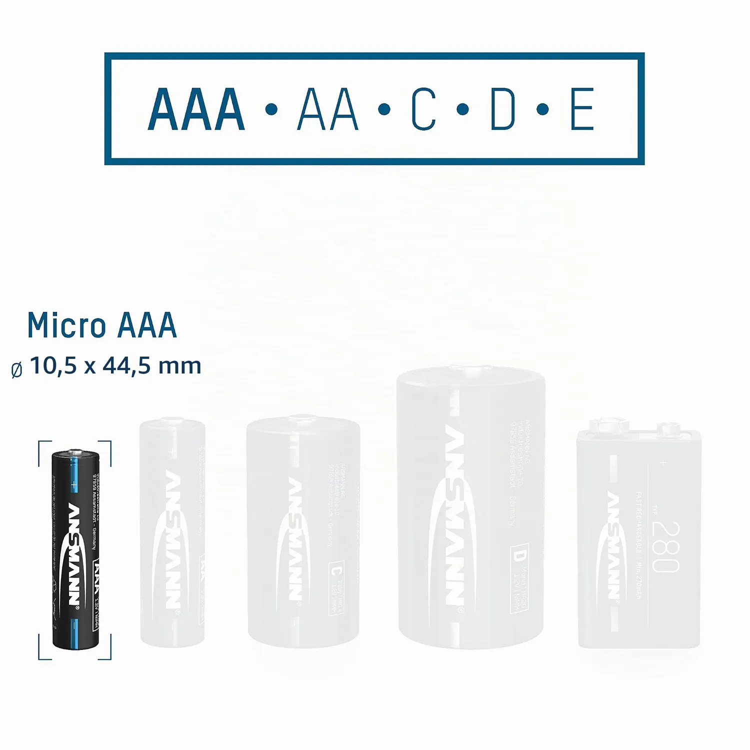 ANSMANN HR03 Phone piles rechargeables AAA 800 mAh lot de 4 faible autodécharge