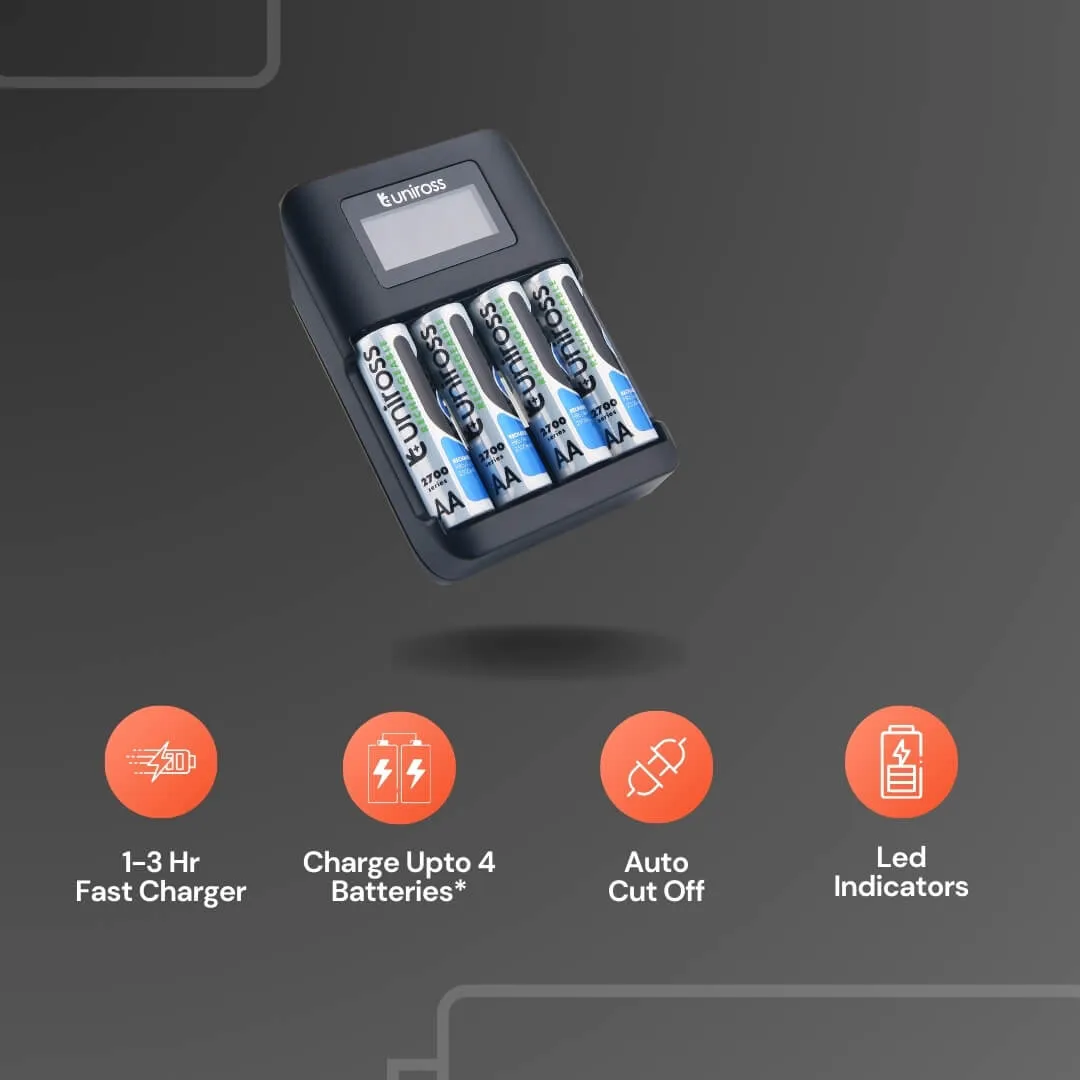 Uniross Ultra Fast chargeur piles AA AAA + 4 AA
