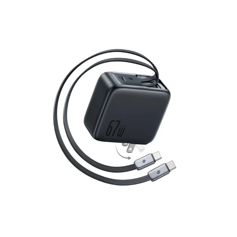 Baseus EnerCore CJ21 Fast Charger with Dual Retractable Cables 3C 67W