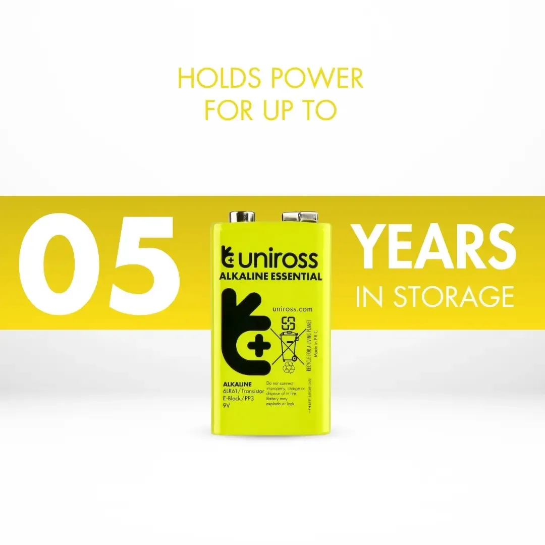 Uniross Essentials 6LR61 9V pile alcaline boîte 10