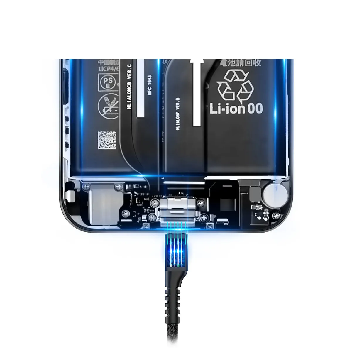 Baseus Fish Eye câble USB-C à ressort 2 A 1 m noir