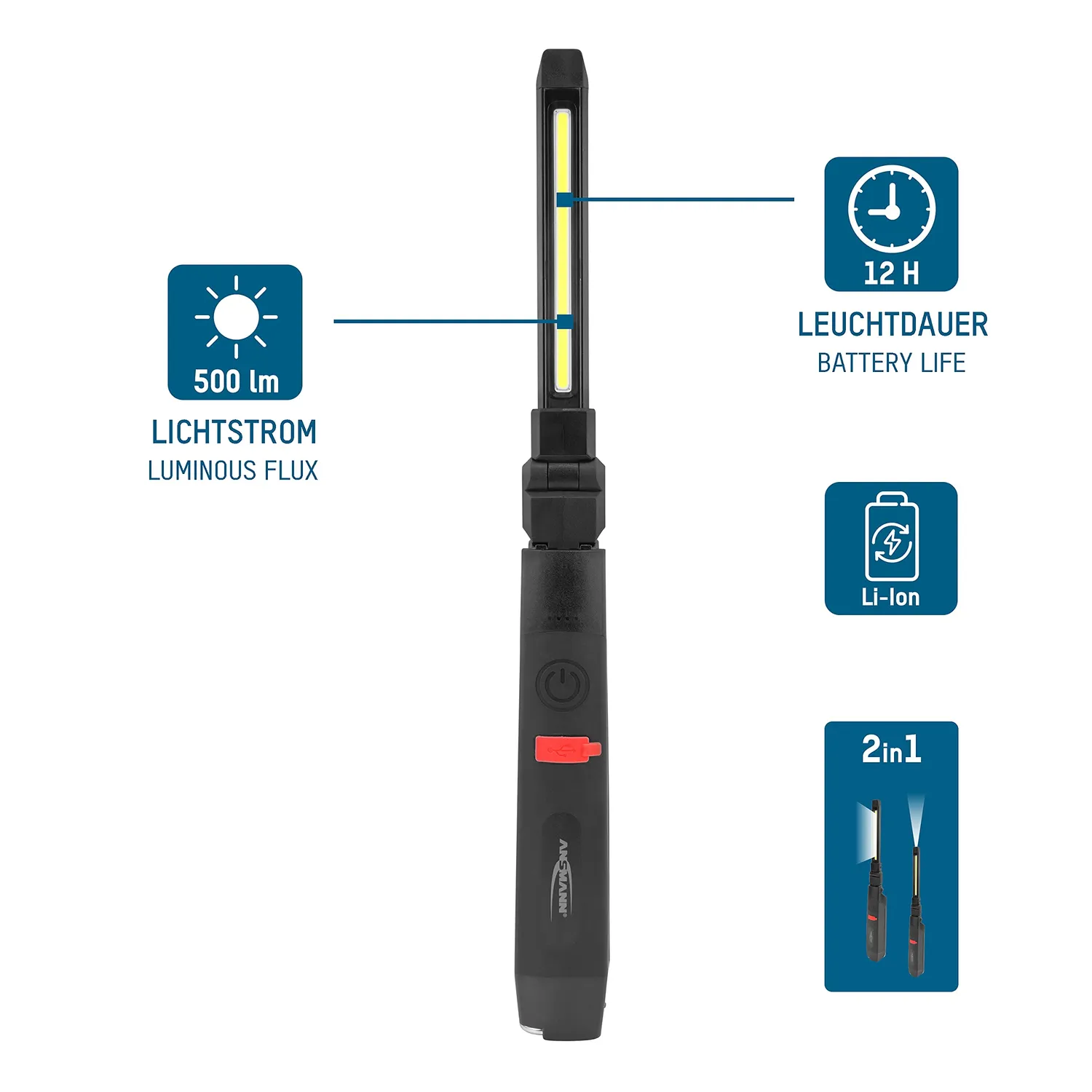 ANSMANN IL500R lampe d’inspection 500 lm rechargeable