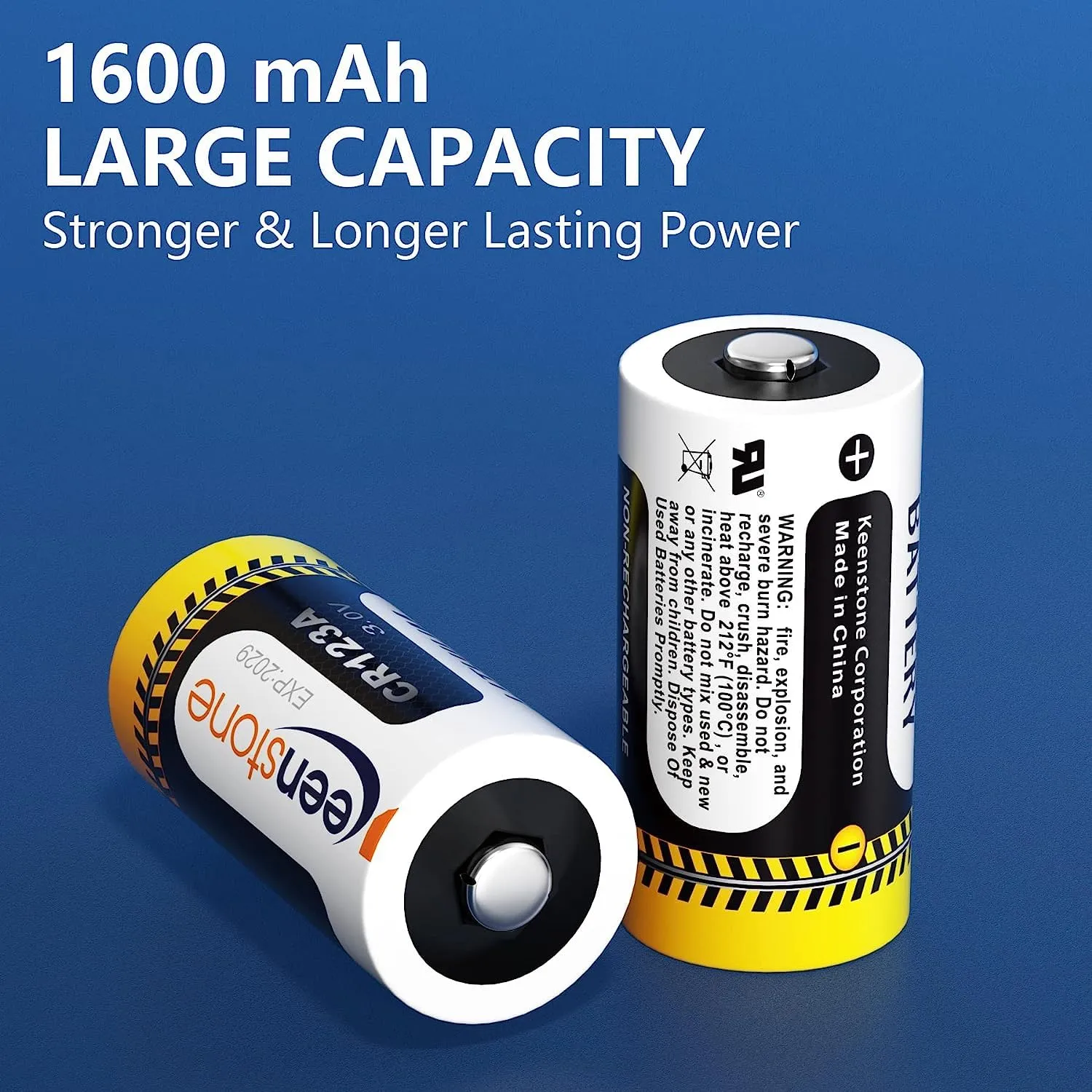 Keenstone CR123A piles lithium 3 V 24 pièces 1600 mAh