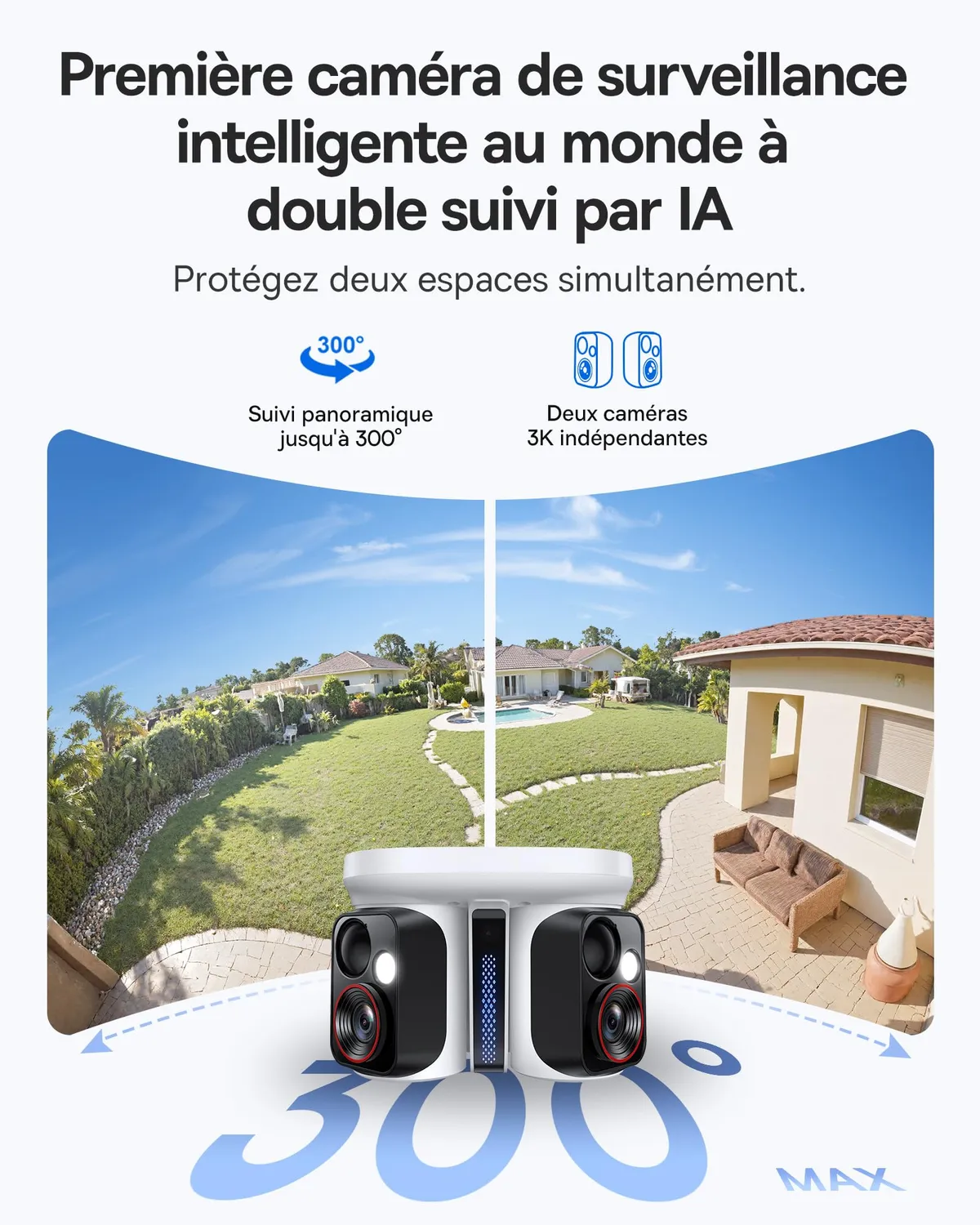 Baseus Security X1 Pro caméra solaire extérieure double objectif 3K