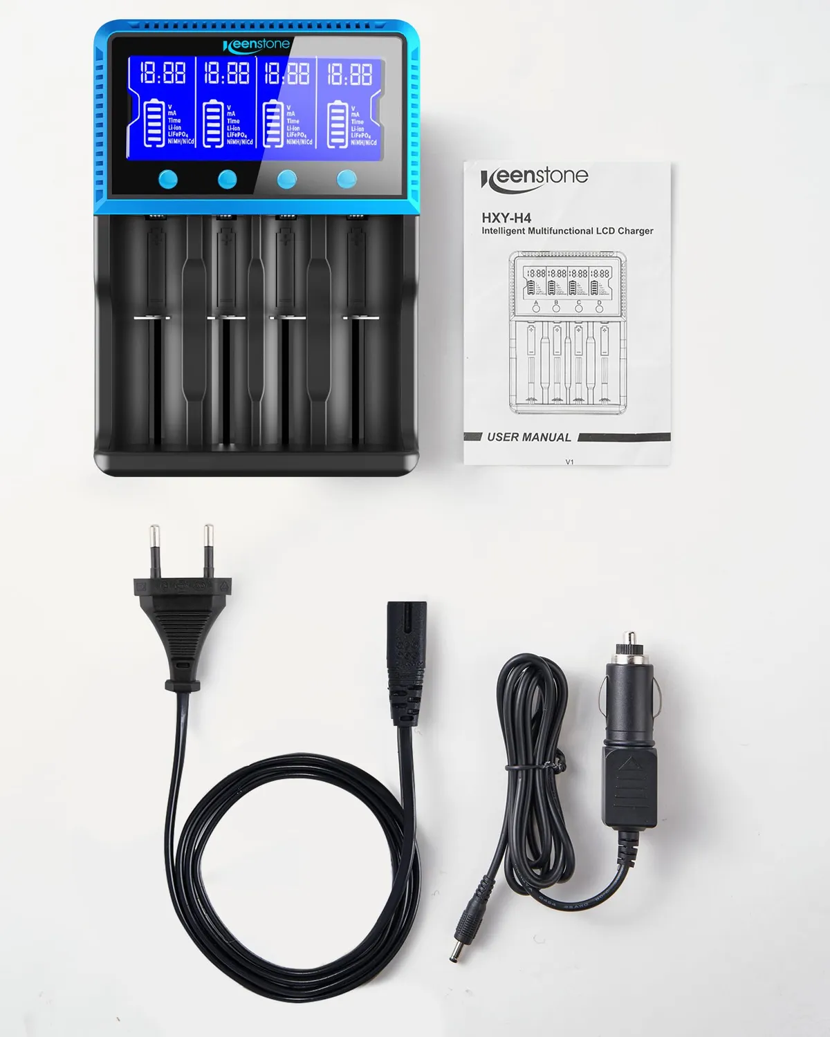 Keenstone chargeur universel 18650 4 emplacements LCD