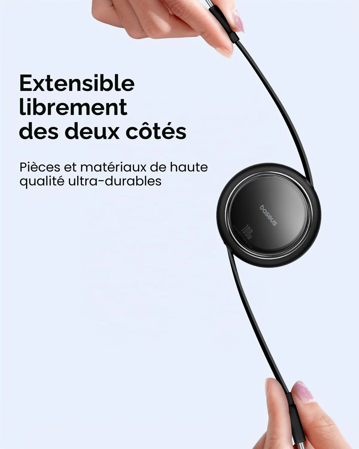 Baseus câble USB-C 100 W rétractable blanc 4 longueurs