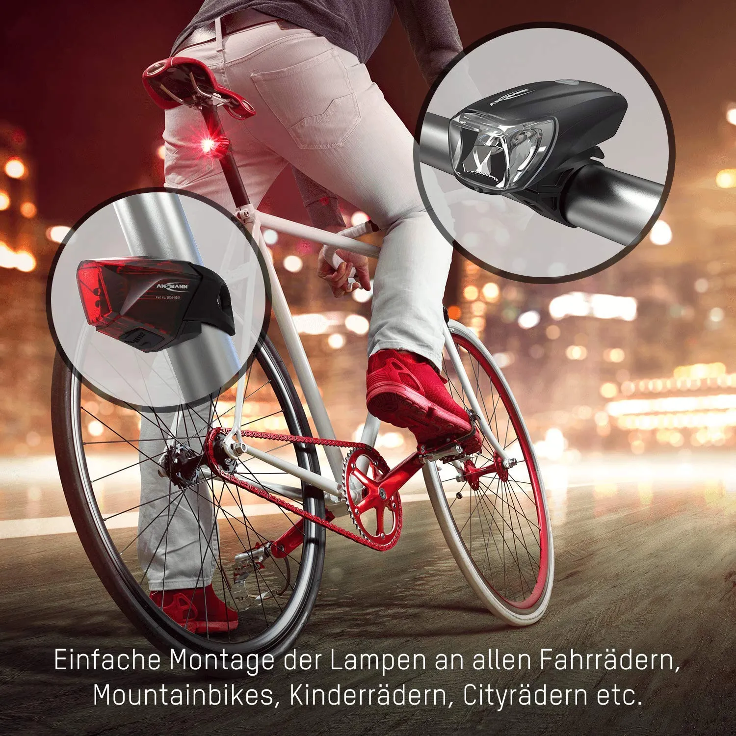ANSMANN éclairage de vélo rechargeable lot de 2 IPX4
