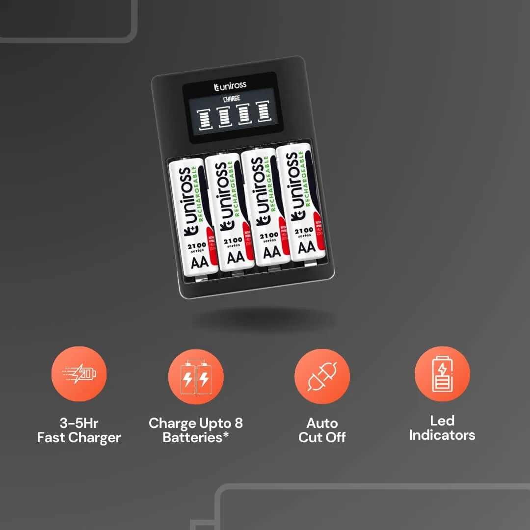 Uniross Quick Charge chargeur piles AA AAA + 2 AA incluses
