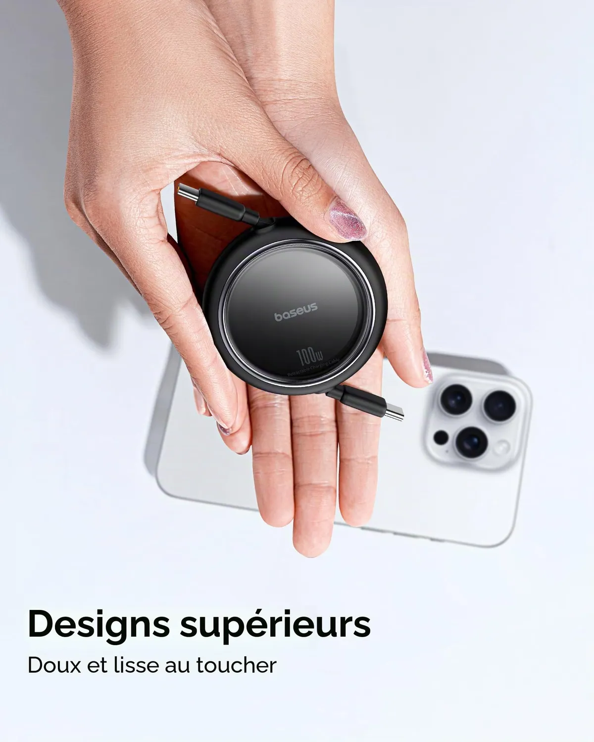 Baseus câble USB-C 100 W rétractable blanc 4 longueurs