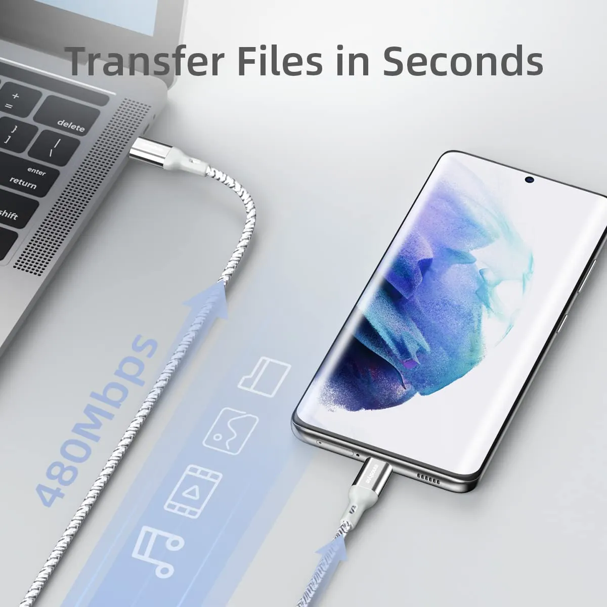Innostyle PowerFlex câble USB-C 60 W 2 m argent renforcé Kevlar