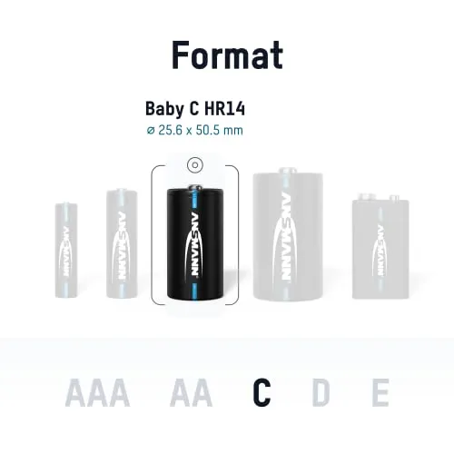 ANSMANN maxE Baby C HR14 piles rechargeables NiMH 4500 mAh lot de 2