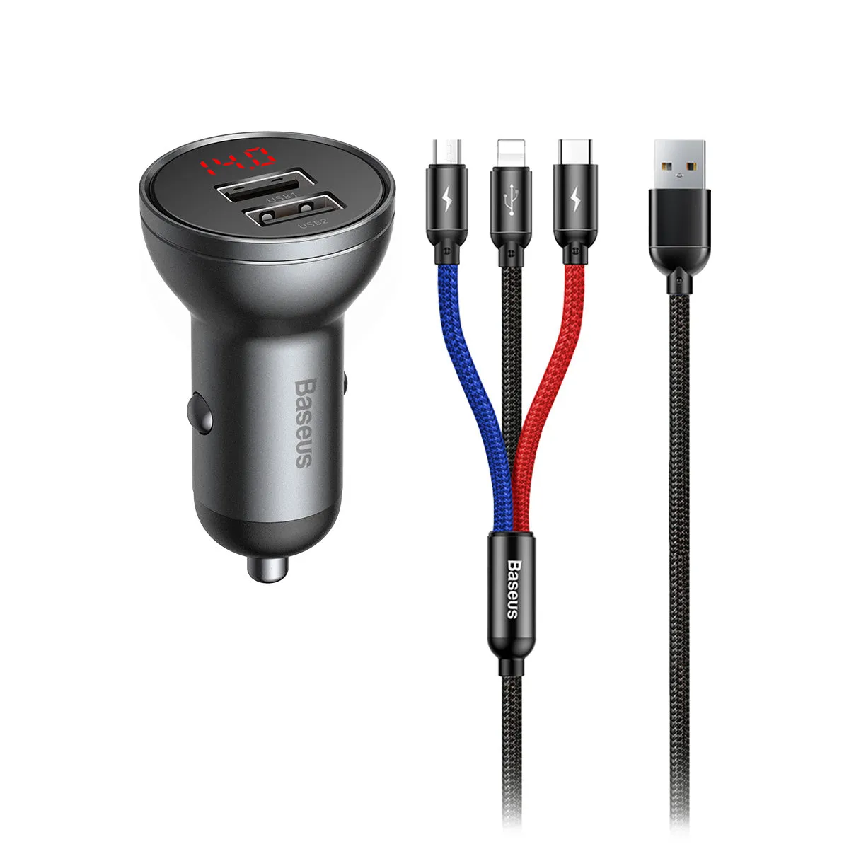 Baseus Dual USB-A Car Charger 24W 4.8A chargeur voiture double USB-A