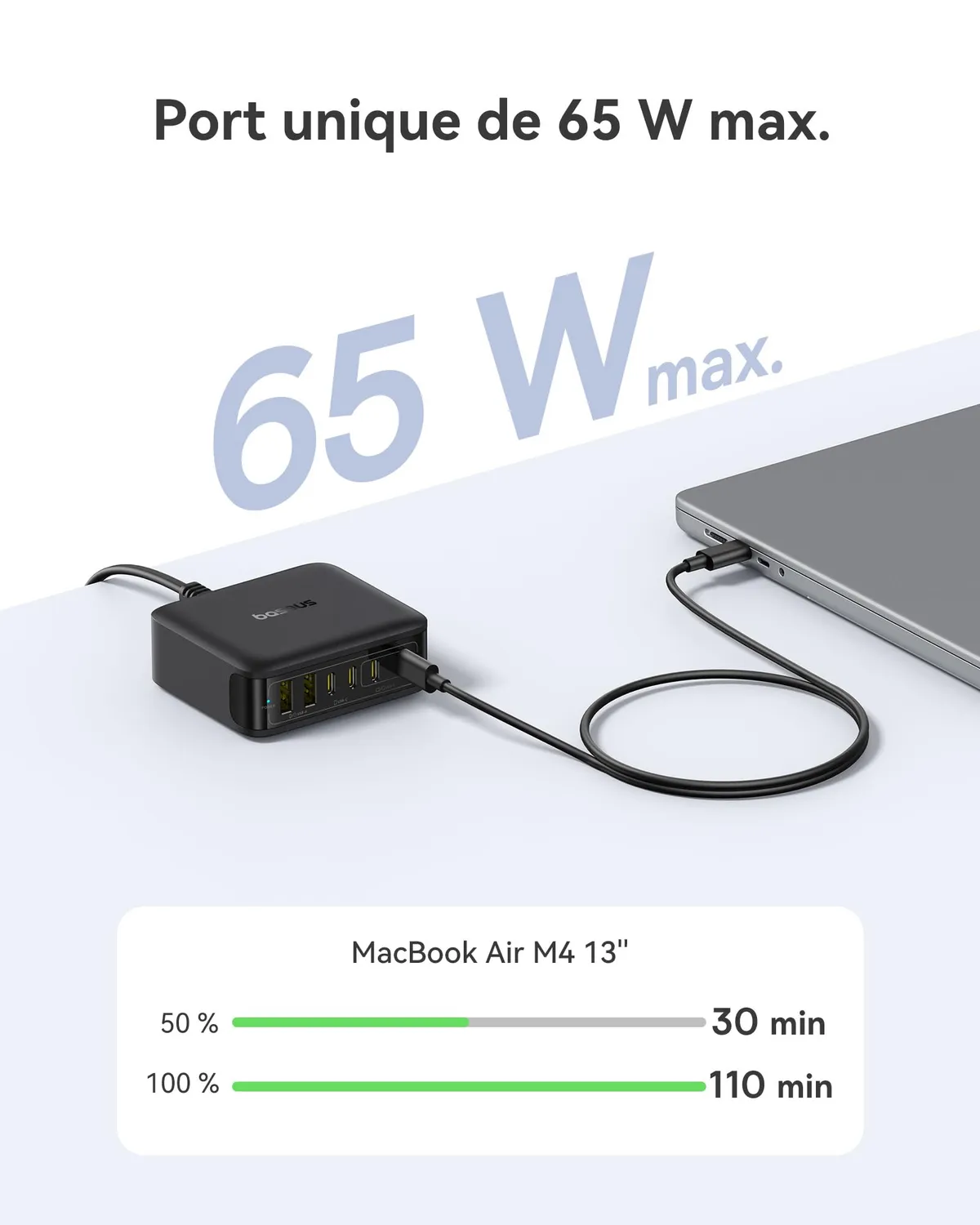 Baseus Enerfill Compact chargeur USB 120 W 6 ports noir