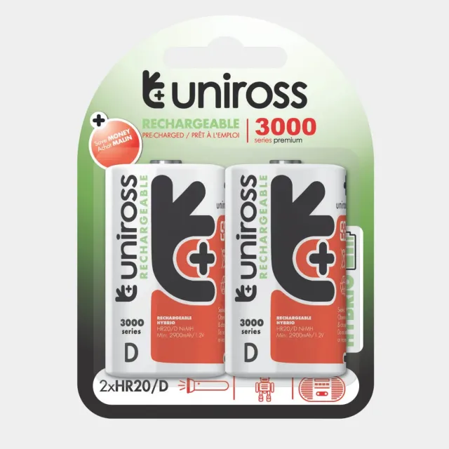 Uniross D piles rechargeables Ni-MH 3000mAh lot de 2