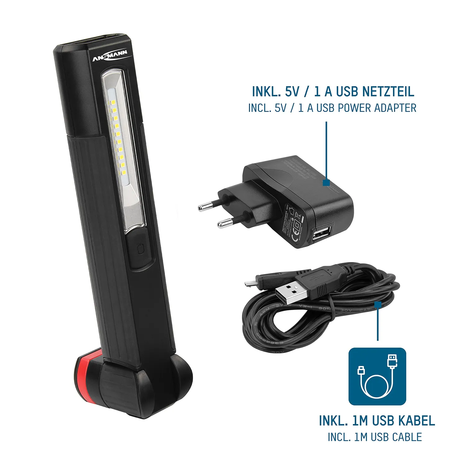 ANSMANN WL400R lampe d’inspection LED rechargeable 440 lm articulée