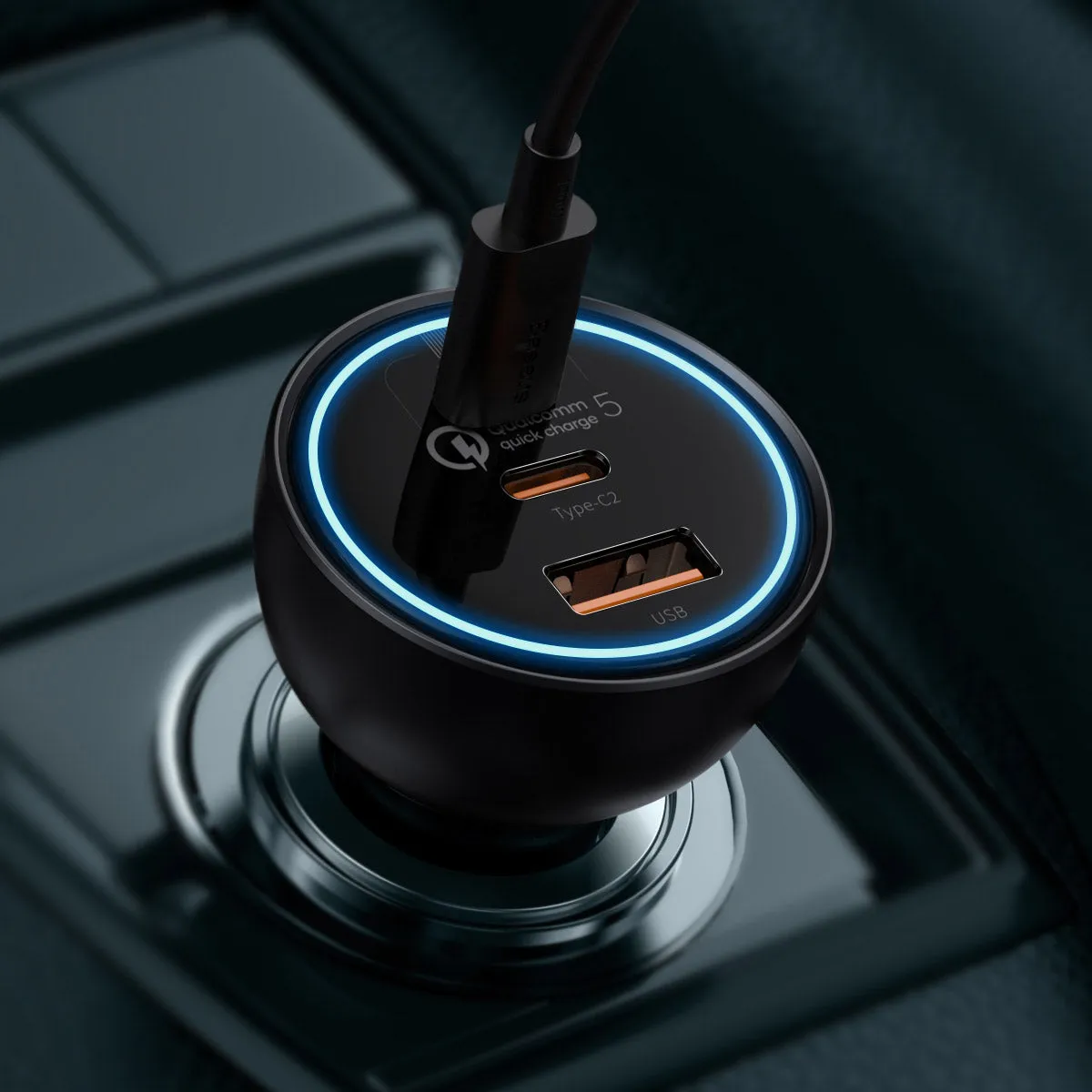 Baseus Chargeur Voiture USB-C 160W 3 Ports 100W PC