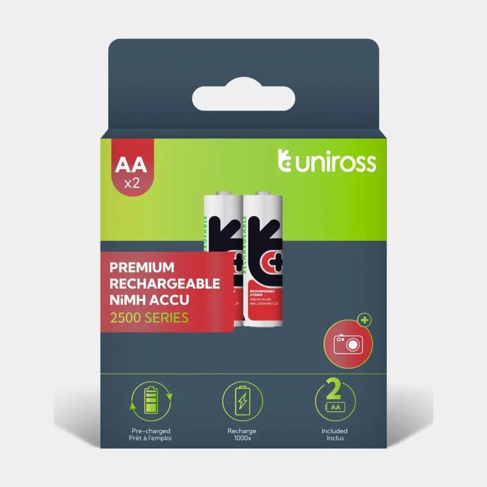 Uniross AA pile rechargeable Ni-MH 2500mAh lot de 2