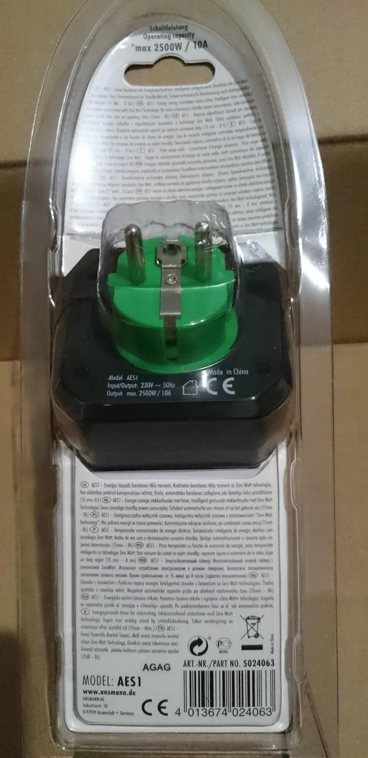 ANSMANN AES1 prise programmable compte à rebours noire