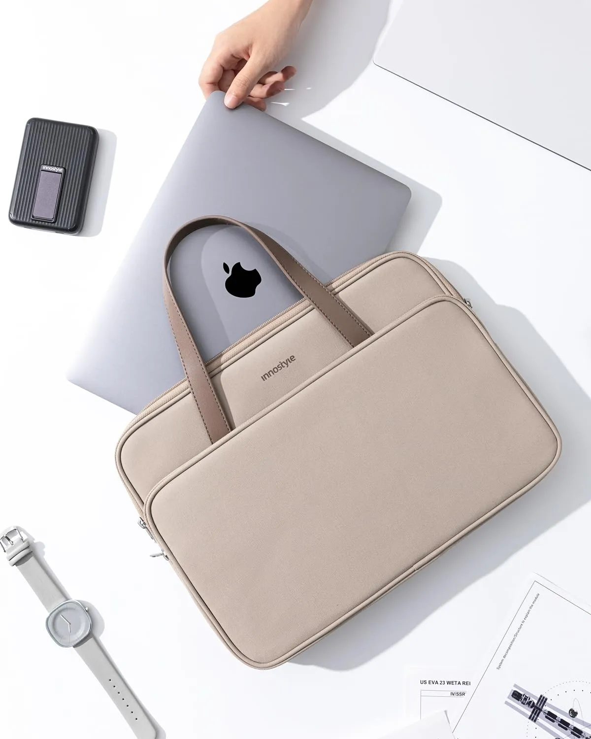 Innostyle OmniProtect Pro sacoche ordinateur 14 pouces beige imperméable