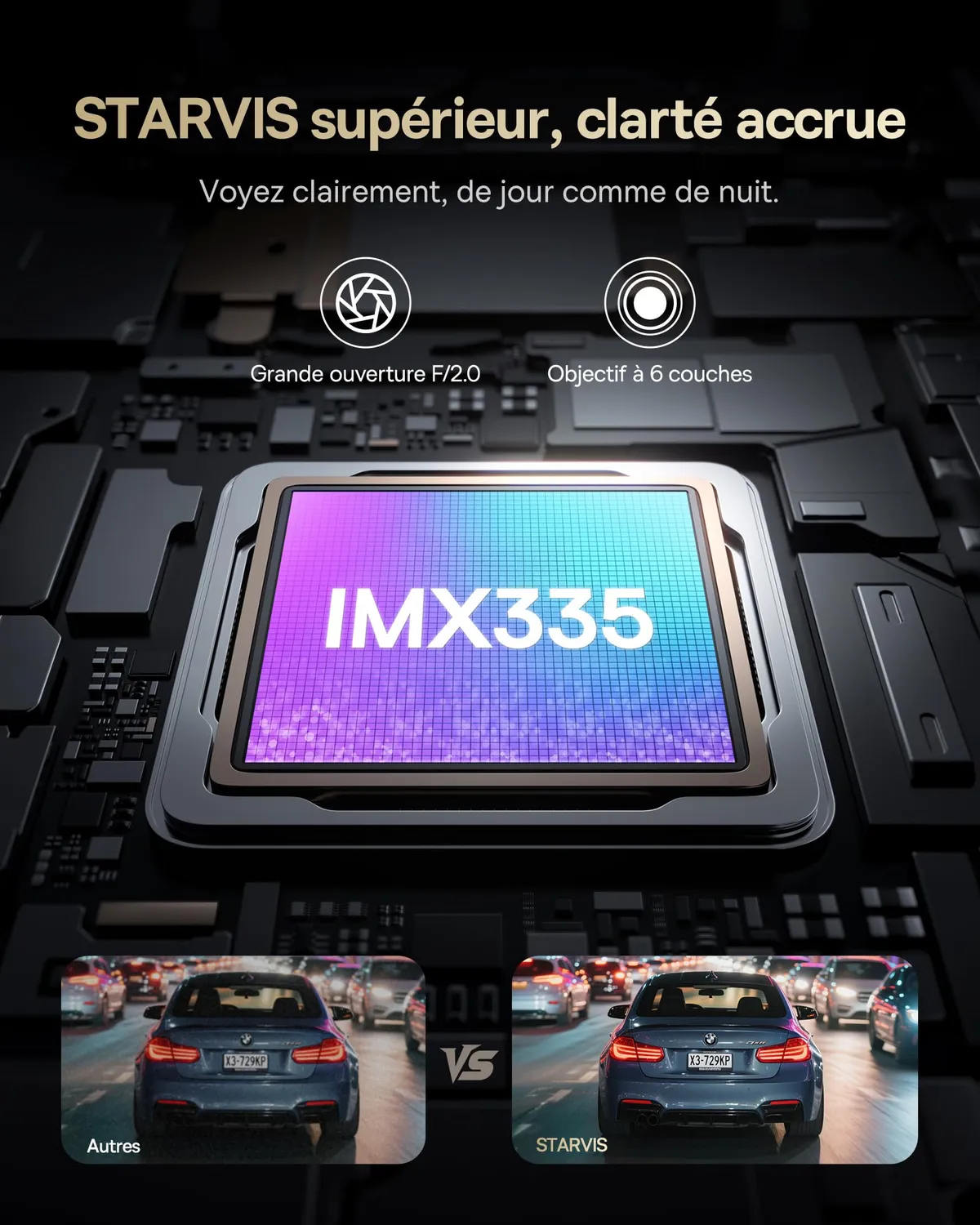 Baseus VD1 Pro dashcam avant arrière 4K 1080p solaire 32 Go