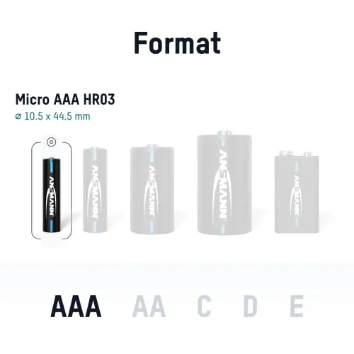 ANSMANN piles AAA 1050 mAh NiMH rechargeables lot de 8