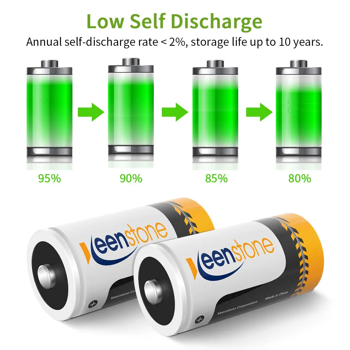 Keenstone piles D/LR20 rechargeables 4 pièces 10000 mAh Ni-MH