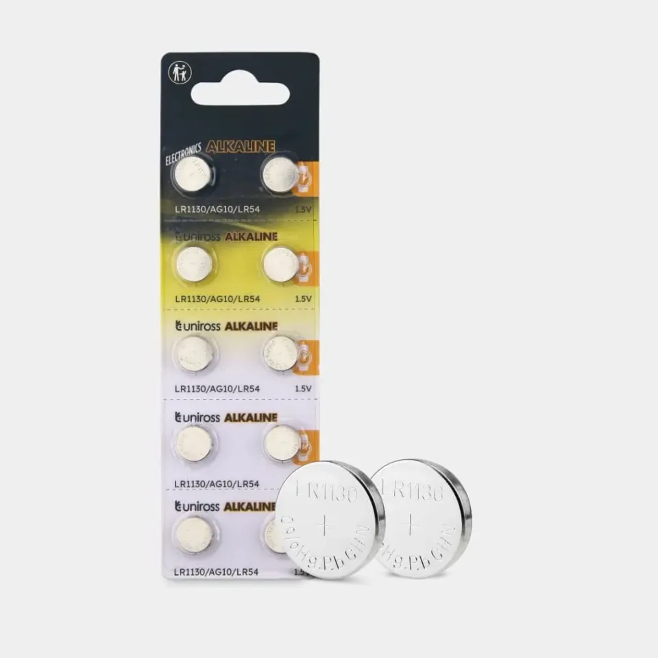 Uniross AG10 pile bouton alcaline blister 10 calculettes