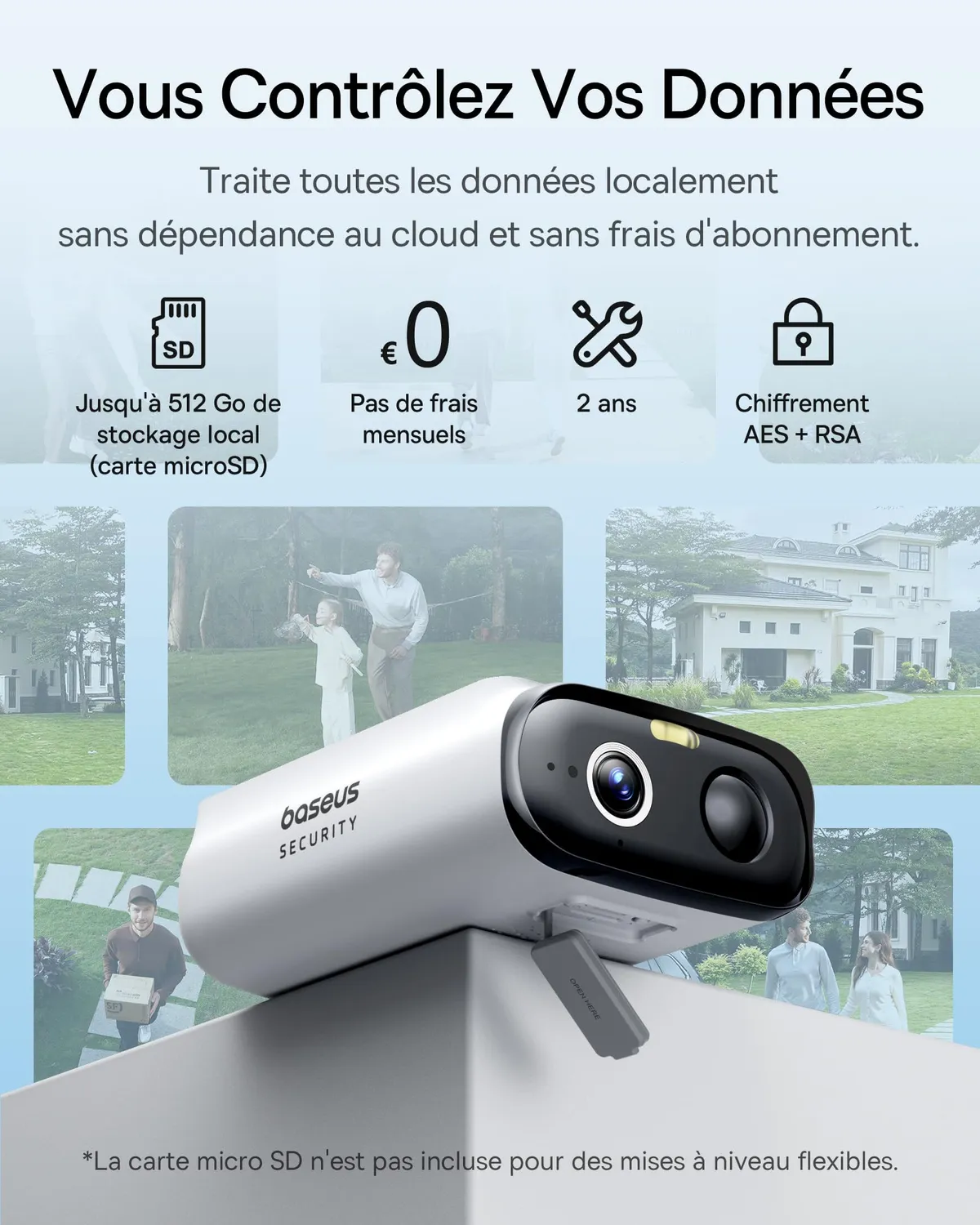 Baseus Security S1 Lite Solocam caméra solaire Wi-Fi 1 caméra 2K