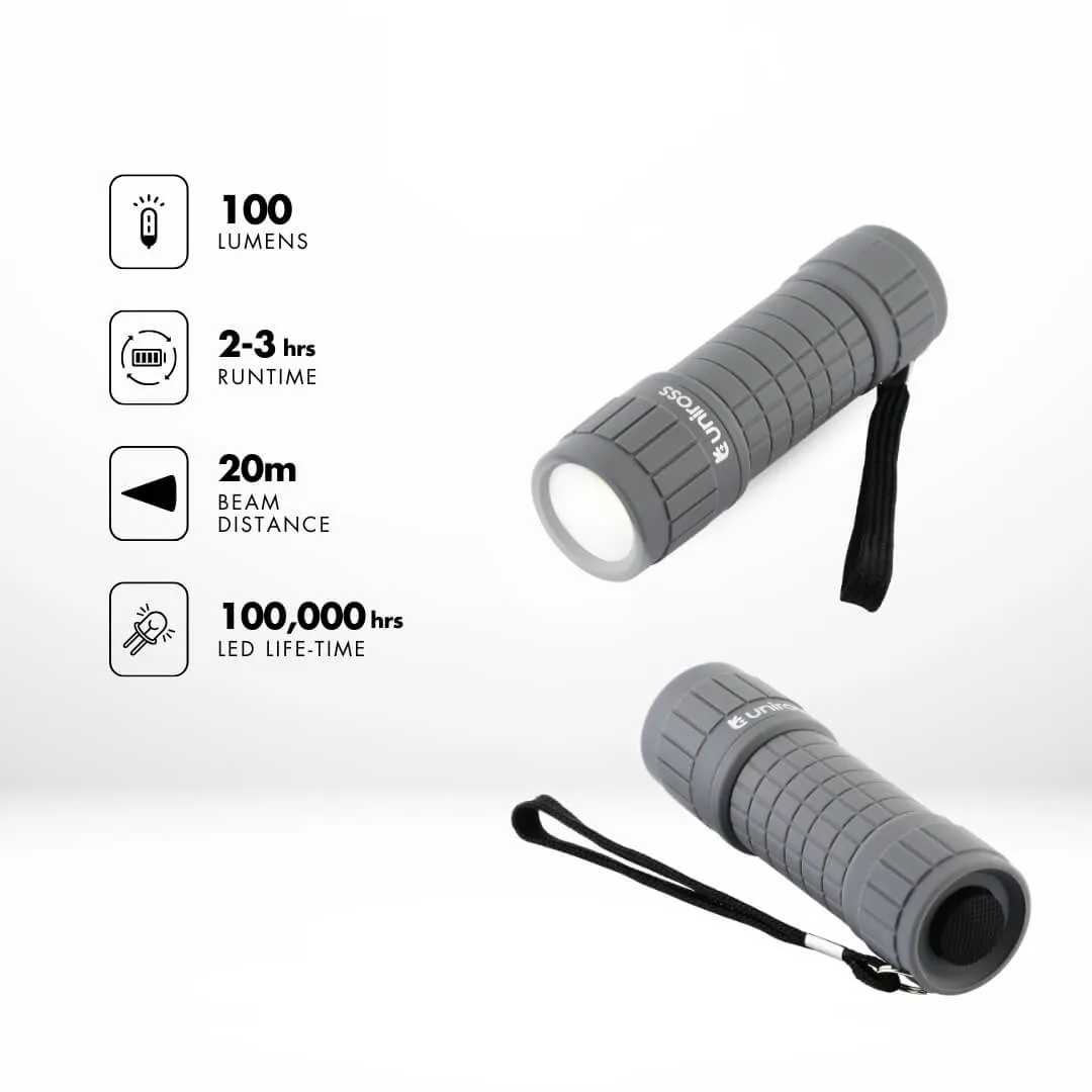 Uniross Pocket Torch lampe torche COB 100lm 20m grise + piles