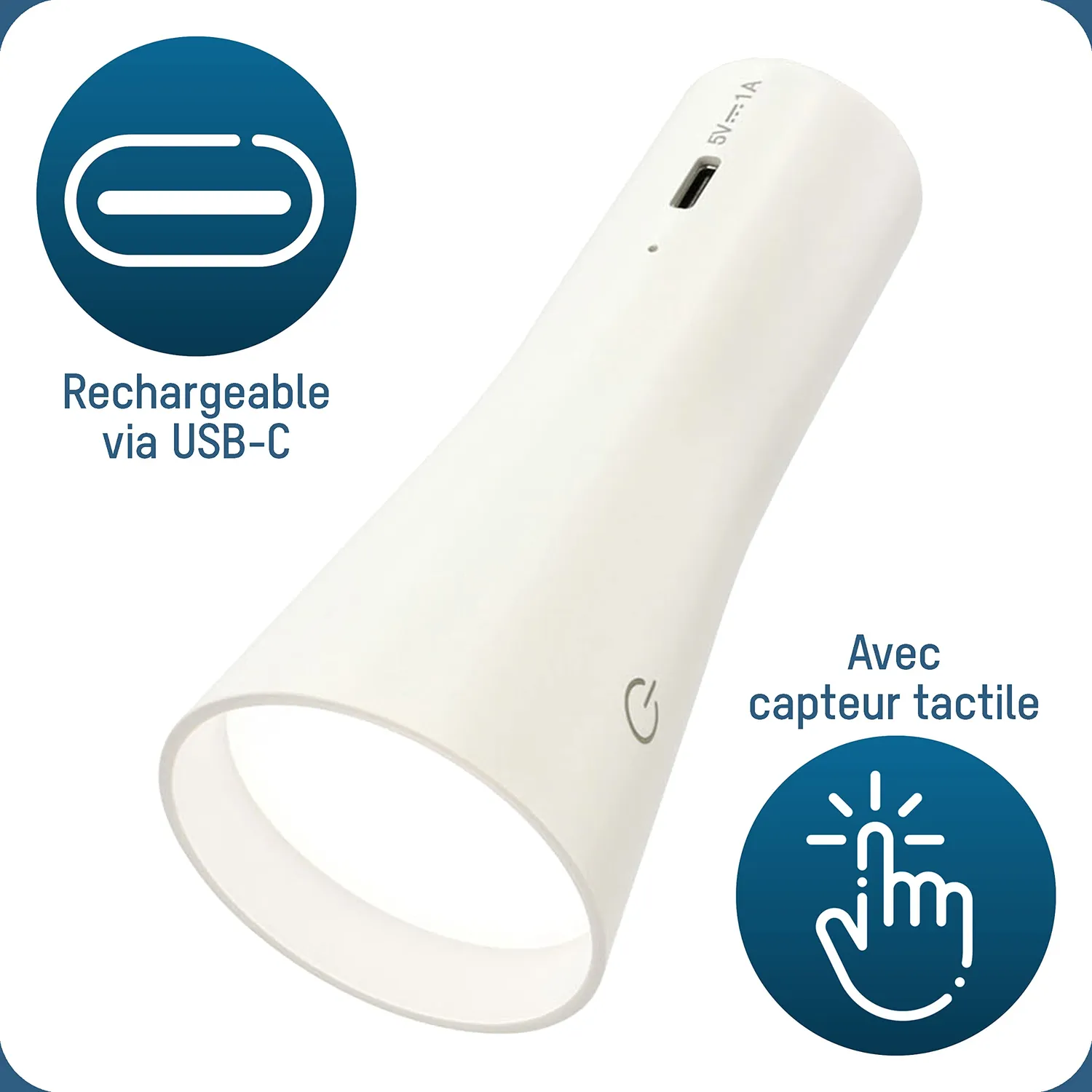 ANSMANN 3 en 1 lampe de bureau LED rechargeable USB-C