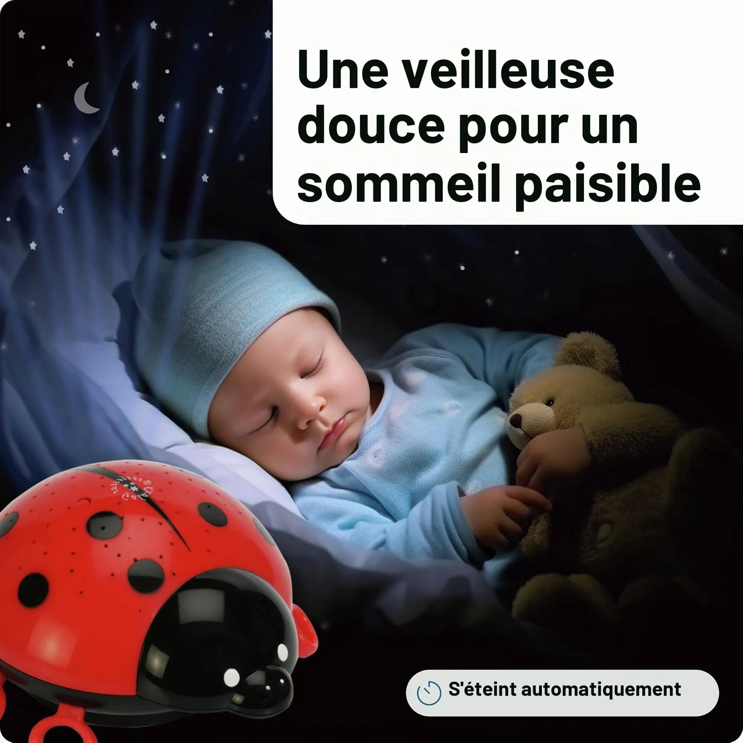 Ansmann coccinelle veilleuse projecteur ciel étoilé LED
